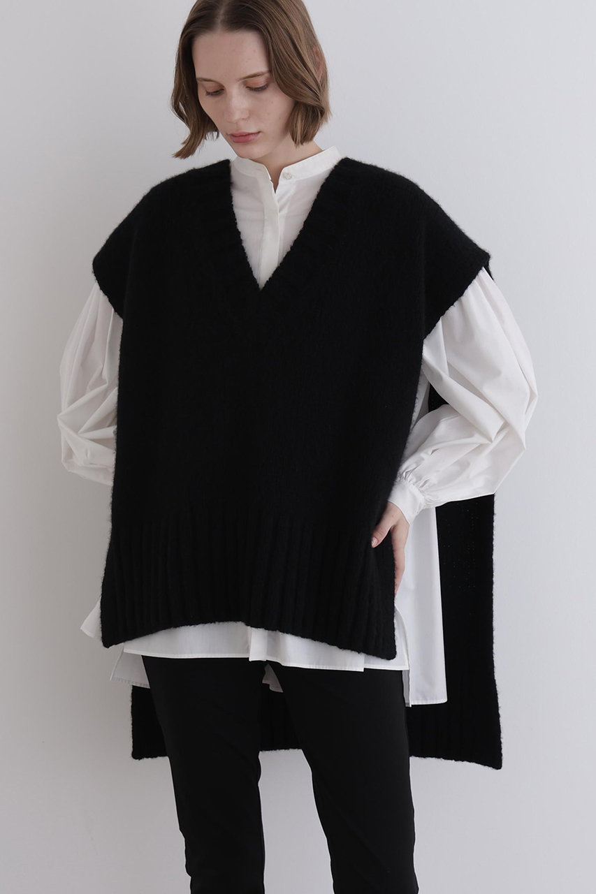 LE PHIL(ル フィル)｜Vネックニットジレ/ブラック の通販｜ELLESHOP