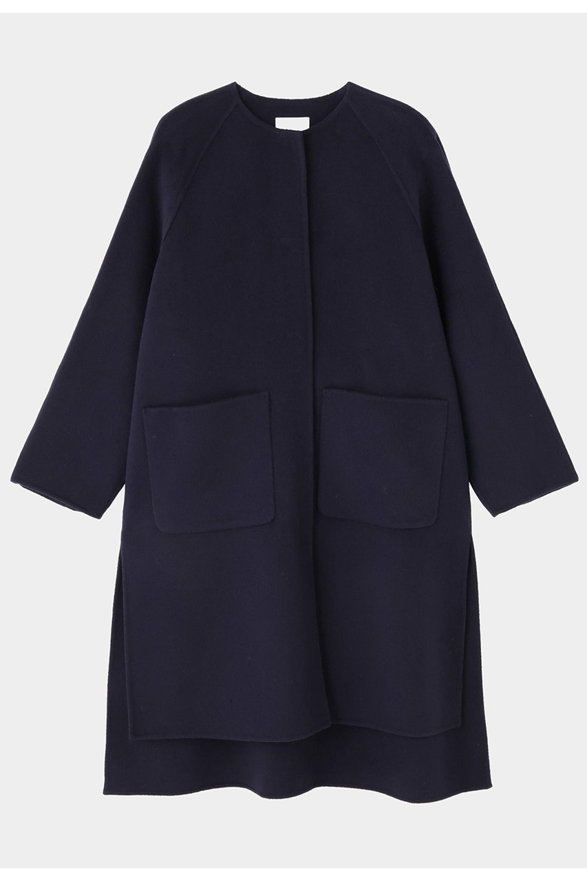 【未使用】ピュアカシミヤ100% ロングコート 大きいサイズ Aライン ネイビー 未使用】ピュアカシミヤ100% ロングコート 大きいサイズ Aライン