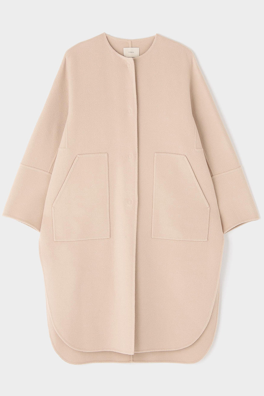 ルフィル le phil ソフトリバーウールコート　ベージュ LE PHIL(ル フィル)｜ソフトウールリバーノーカラーコート/ベージュ の