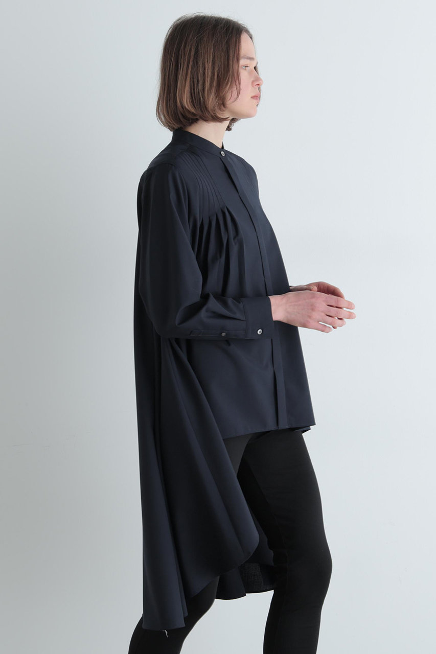 ルフィル LE PHIL ウールロングブラウス シャツ LE PHIL(ル フィル)｜ライトウールボリュームブラウス/ネイビー の通販