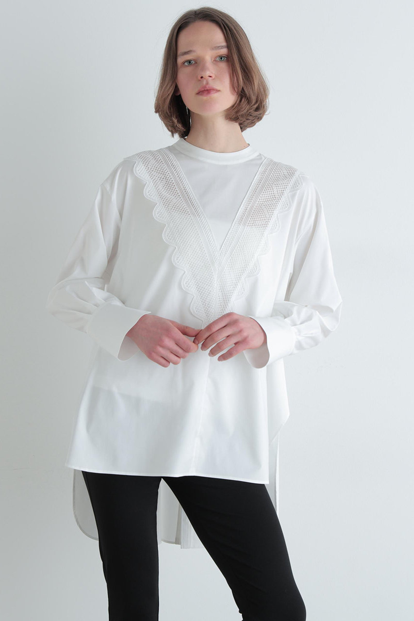 LE PHIL(ル フィル)｜【予約販売】レース切り替えブラウス/ホワイト の