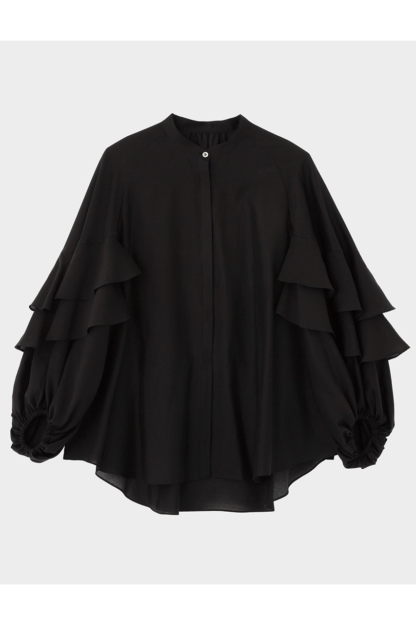 ル フィル/LE PHILの【予約販売】スタンドカラーフリルブラウス(ブラック/5346110047)