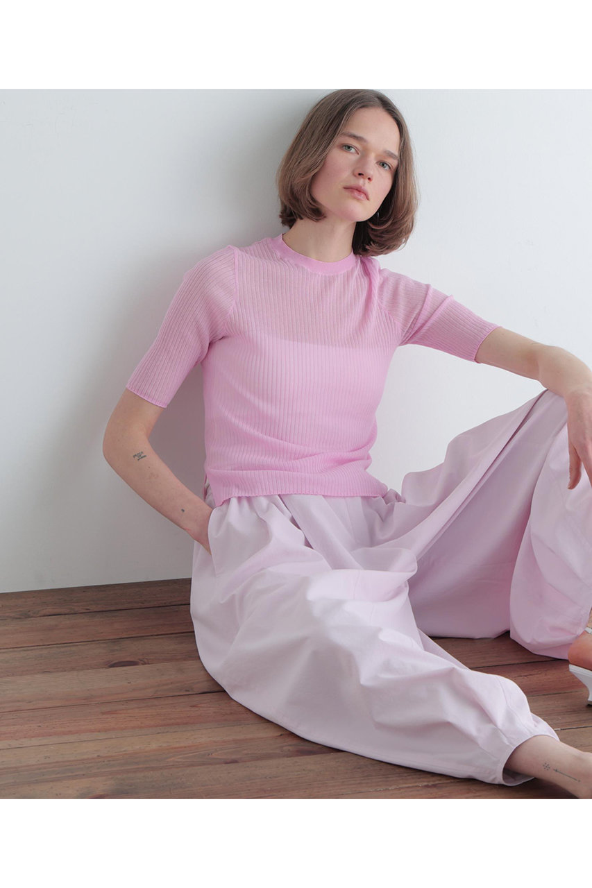 LE PHIL(ル フィル)｜シアーニット半袖/ピンク の通販｜ELLESHOP
