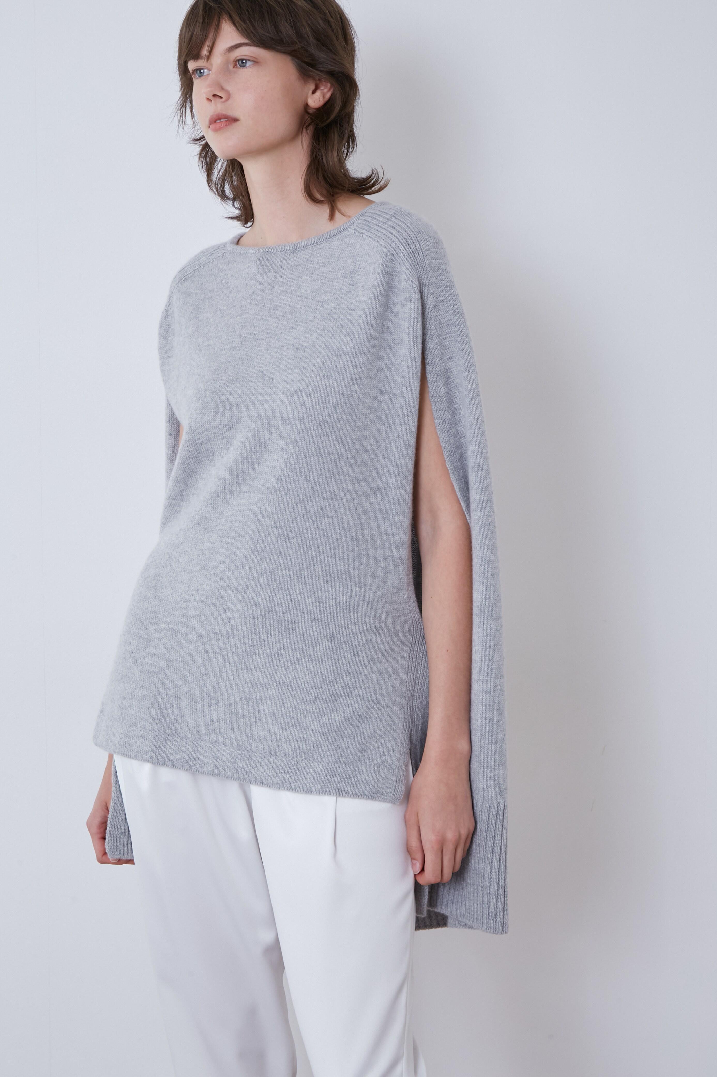 ル フィル/LE PHILの《LE PHIL》カシミヤミドルゲージケープニット(グレー/5342270913)