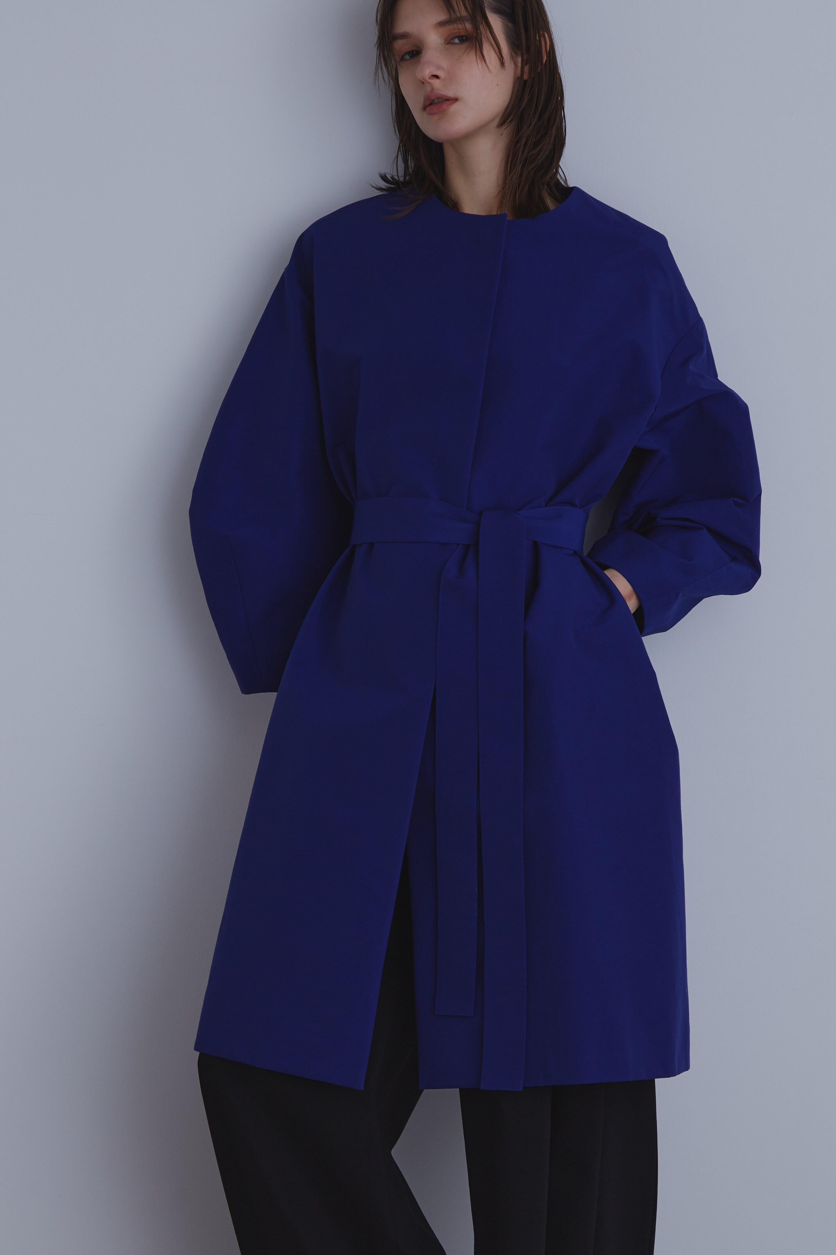 LE PHIL 《LE PHIL》ナイロンコットンクロスノーカラーコート (ブルー, １) ル フィル ELLE SHOP
