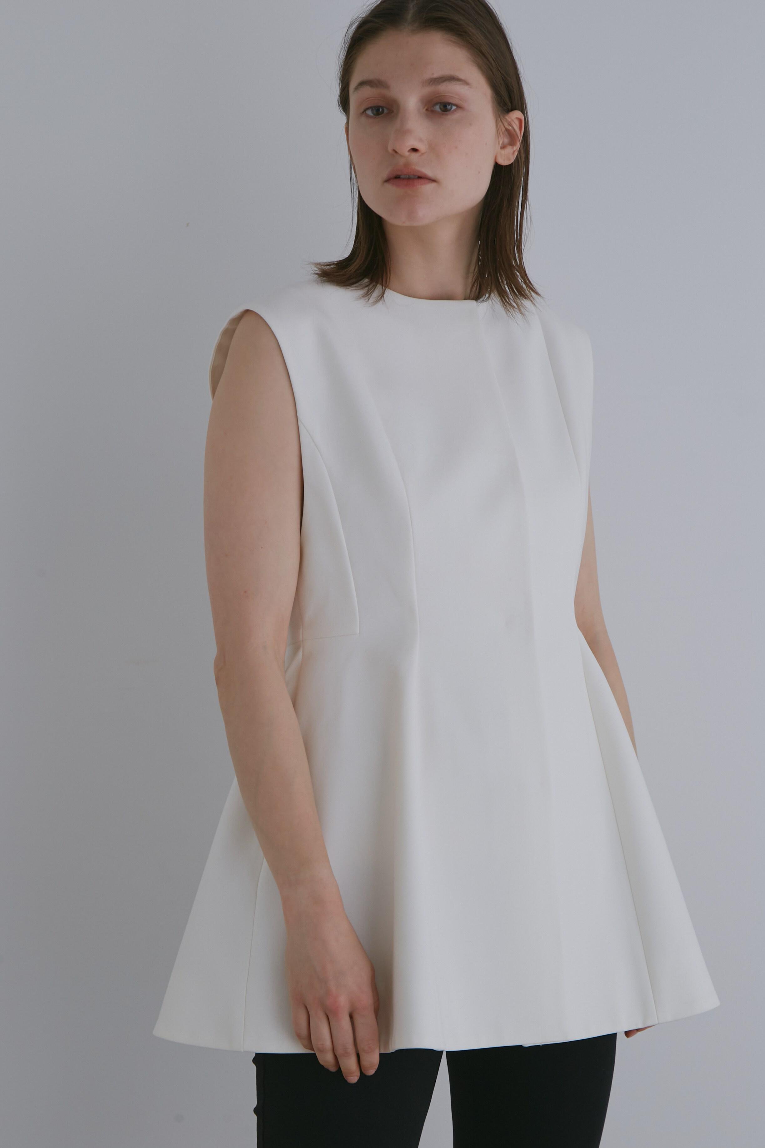 LE PHIL 《LE PHIL》ダブルクロスストレッチペプラムジレ (ホワイト, F) ル フィル ELLE SHOP