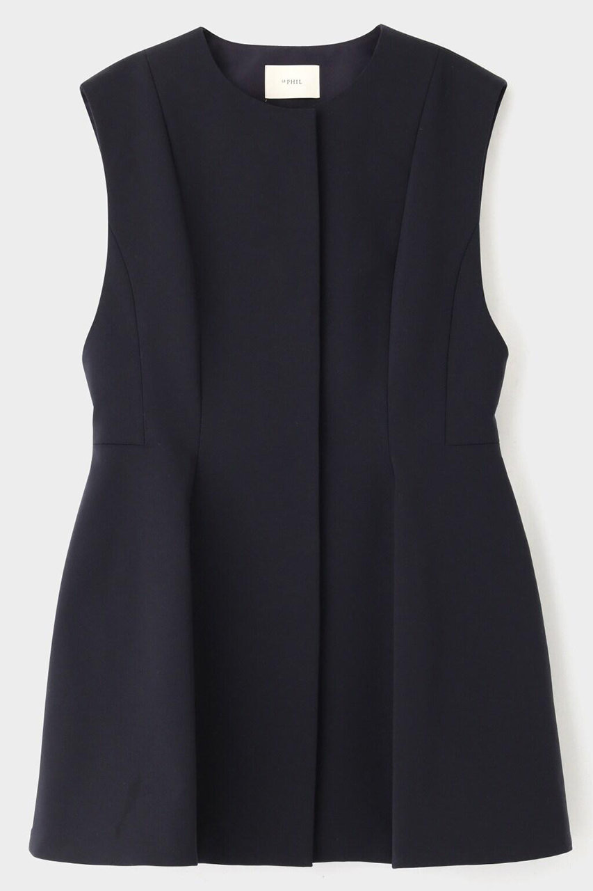 ル フィル/LE PHILの《LE PHIL》ダブルクロスストレッチペプラムジレ(ネイビー/5343250715)