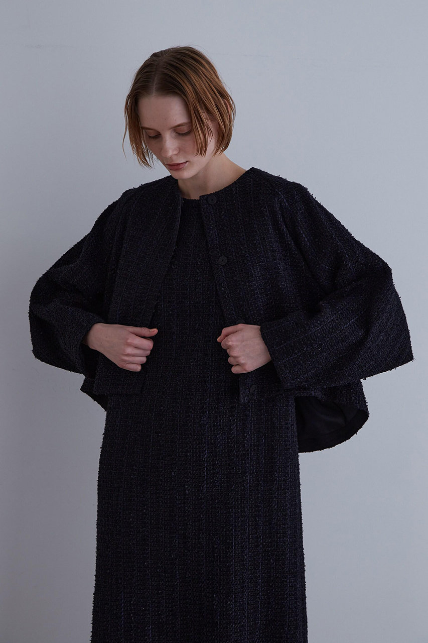 ル フィル/LE PHILの《LE PHIL》モールツィードバックフレアジャケット(ネイビー/5344150220)