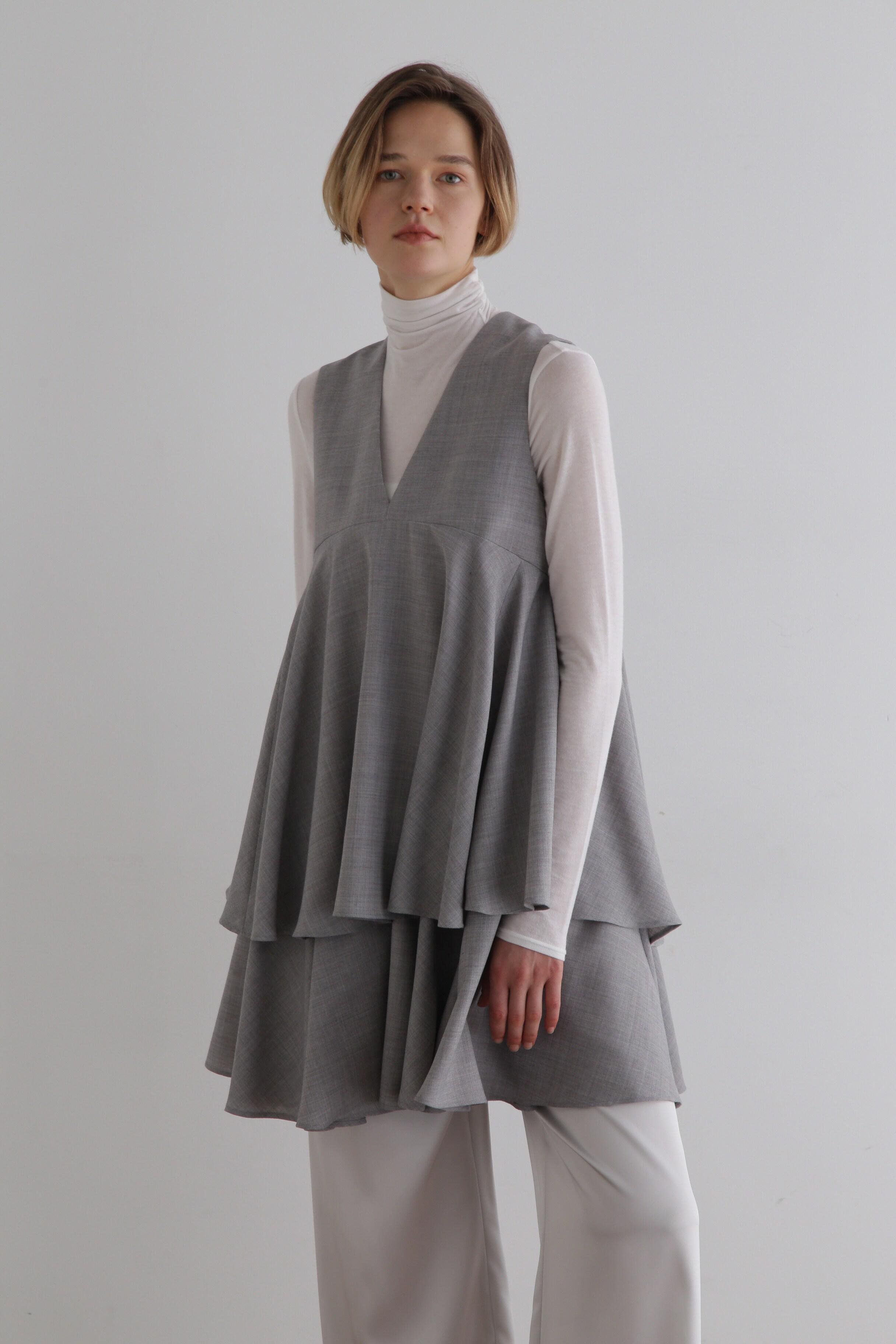 ル フィル/LE PHILの《LE PHIL》ドライウールジレブラウス(グレー/5344210018)