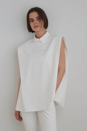 ル フィル/LE PHILの《LE PHIL》ストレッチオックスノースリーブブラウス(110400/110401)