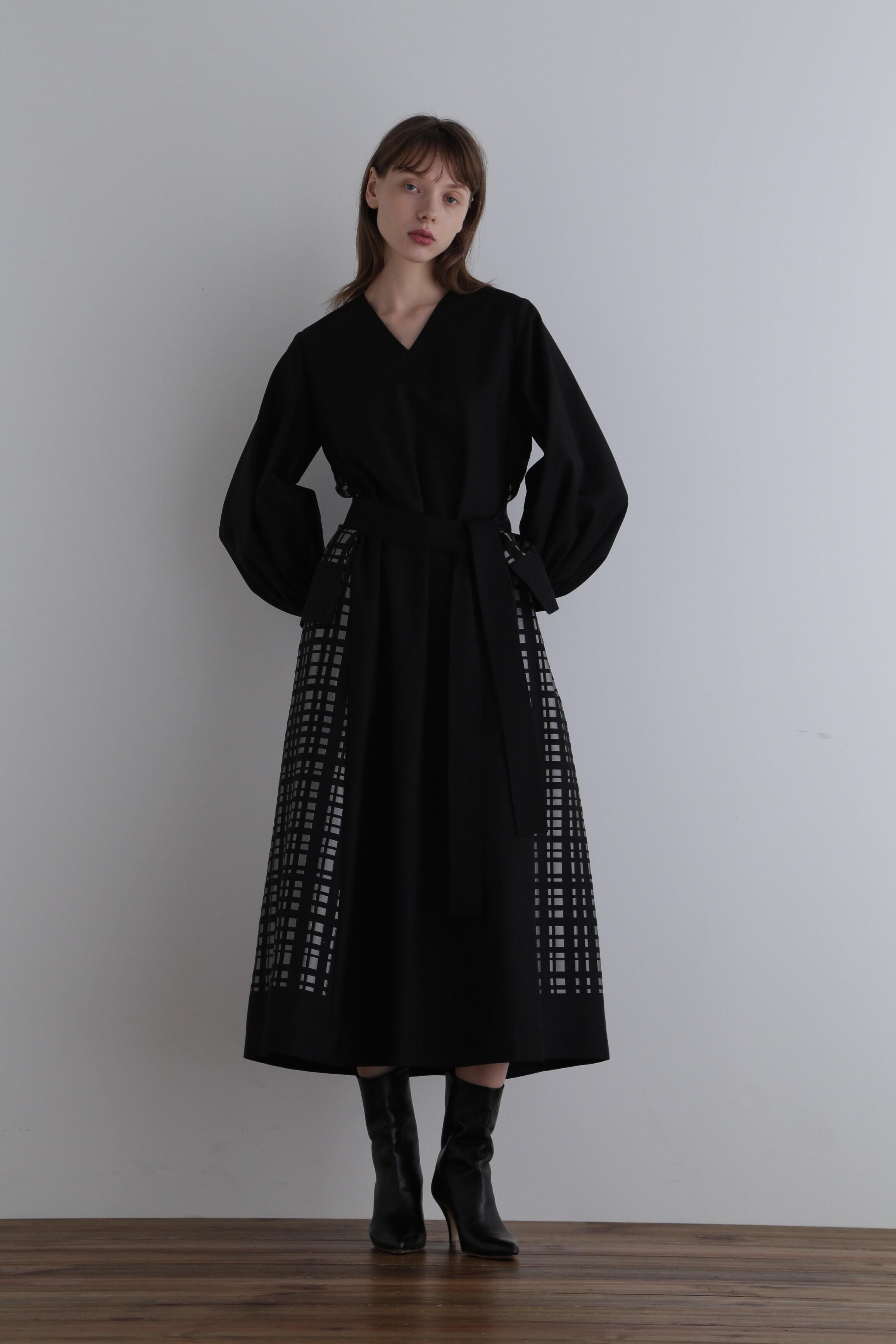 ル フィル/LE PHILの《LE PHIL》モノトーンチェックジャガードドレス(ブラック/5344240928)