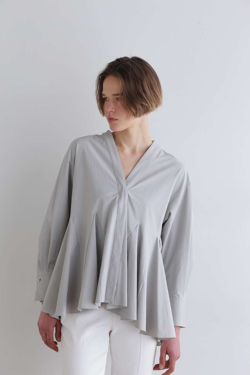 ル フィル/LE PHILのナイロンストレッチブロードブラウス(グレー/5345110109)