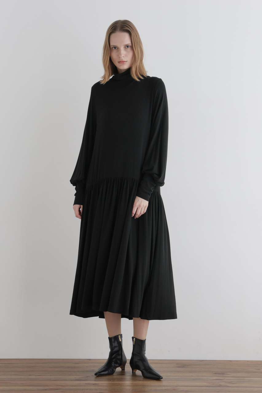 LE PHIL ◆ドロップウエストジャージーワンピース (ブラック, F) ル フィル ELLE SHOP