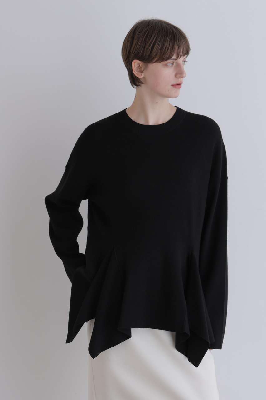 LE PHIL ◆ペプラムクルーネックプルオーバー (ブラック, F) ル フィル ELLE SHOP