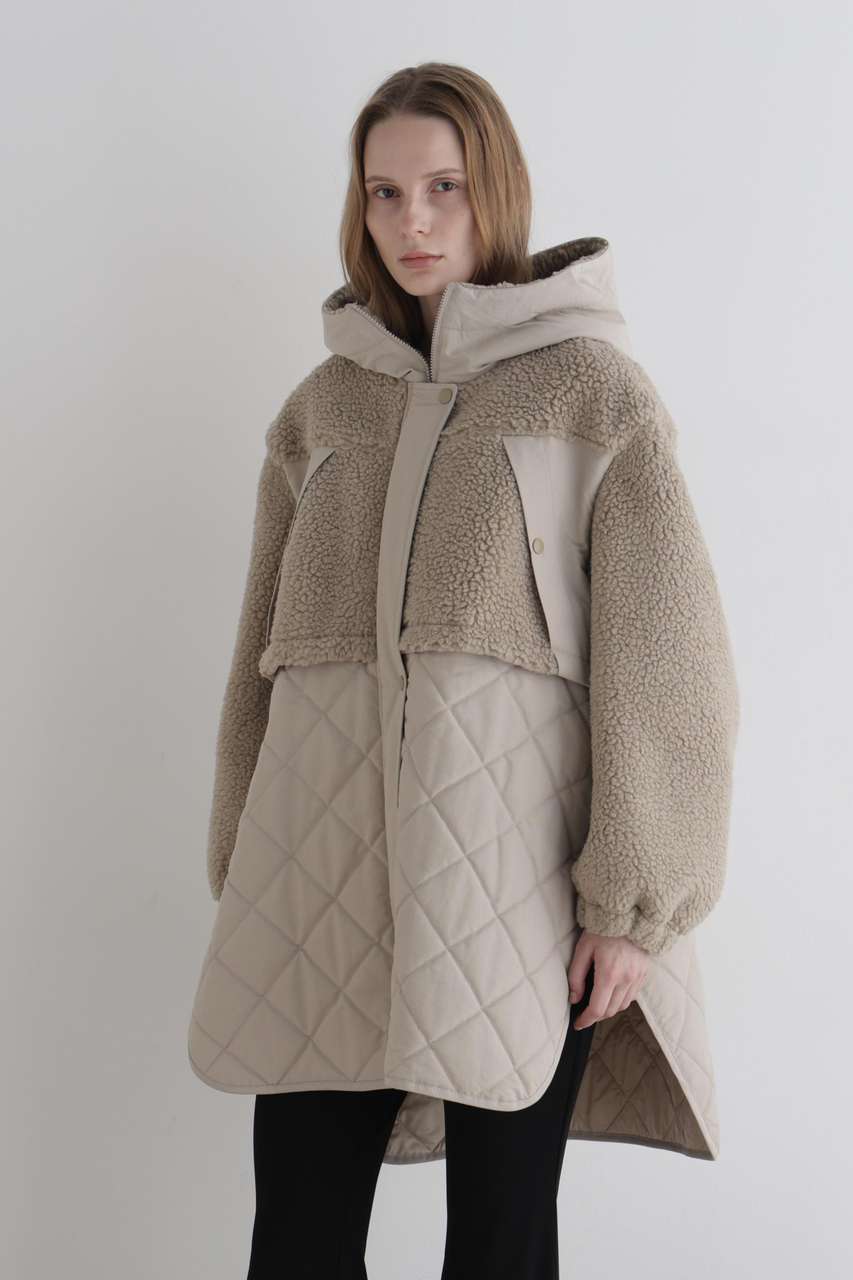 LE PHIL 《LE PHIL SPORTS》ボアキルティングコンビジャケット (ベージュ, F) ル フィル ELLE SHOP