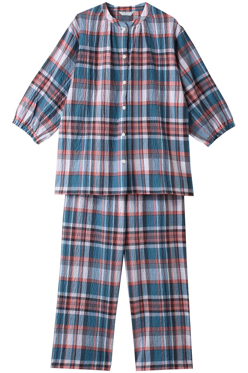 キッドブルー/KID BLUEの24シャーリングチェックパジャマ(ブルー/KNWK540)