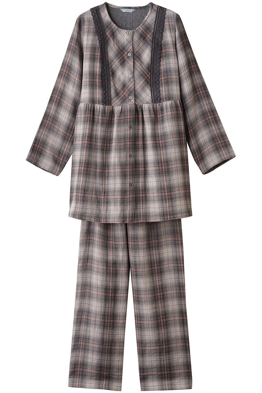 キッドブルー/KID BLUEのトリプルガーゼオンブレーチェックパジャマ(チャコール/KNCK523)