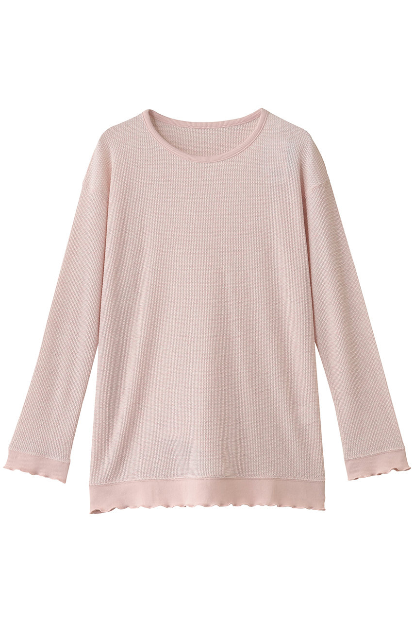 キッドブルー/KID BLUEのクロシェワッフルトップス(ピンク/KRCN526)