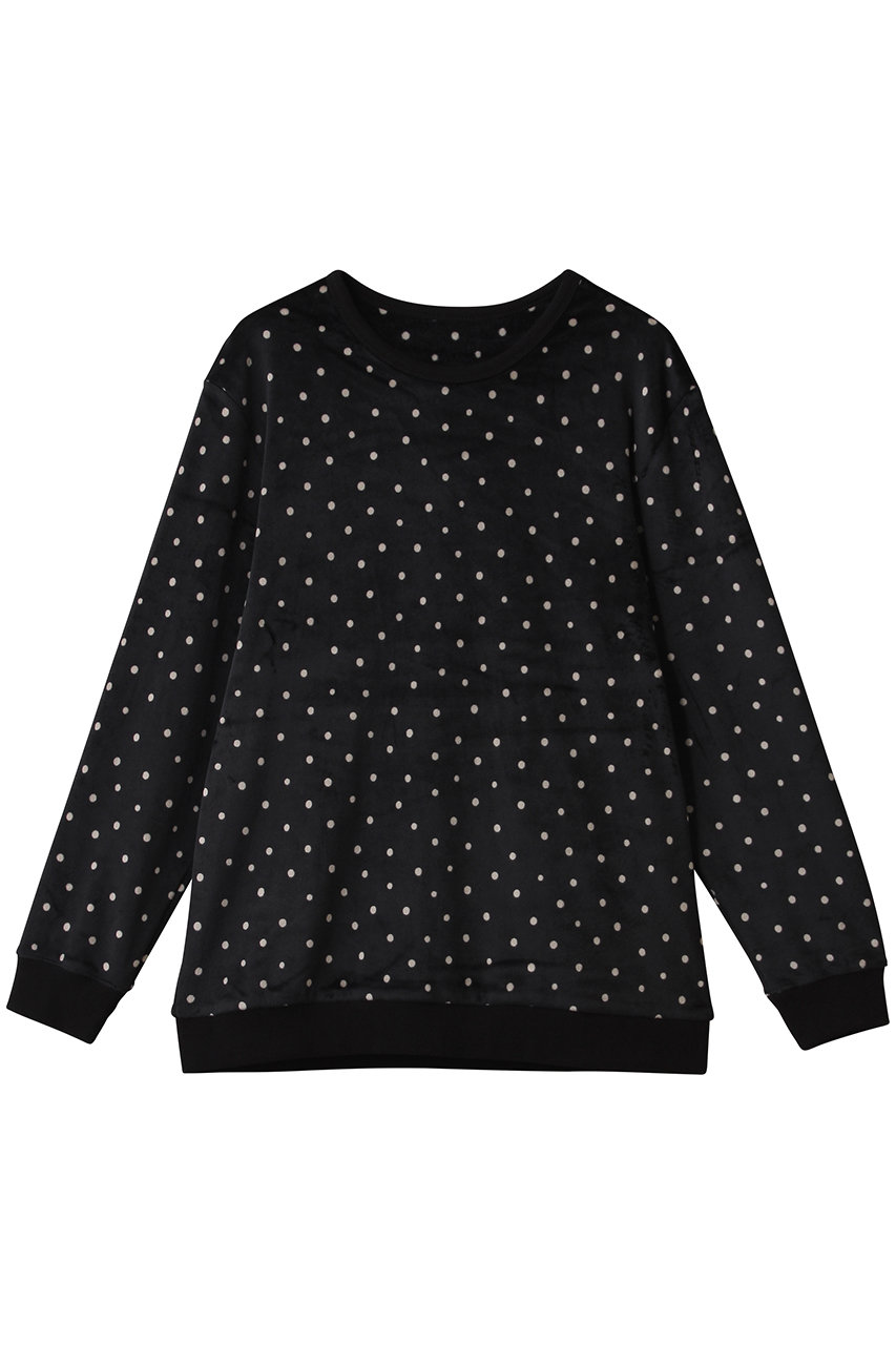 キッドブルー/KID BLUEの25ストレッチシャギードットトップス(ブラック/KUCN533)