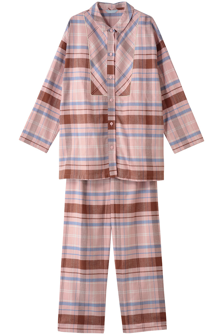 キッドブルー/KID BLUEの25ネルチェックパジャマ(ピンク/KNCK544)