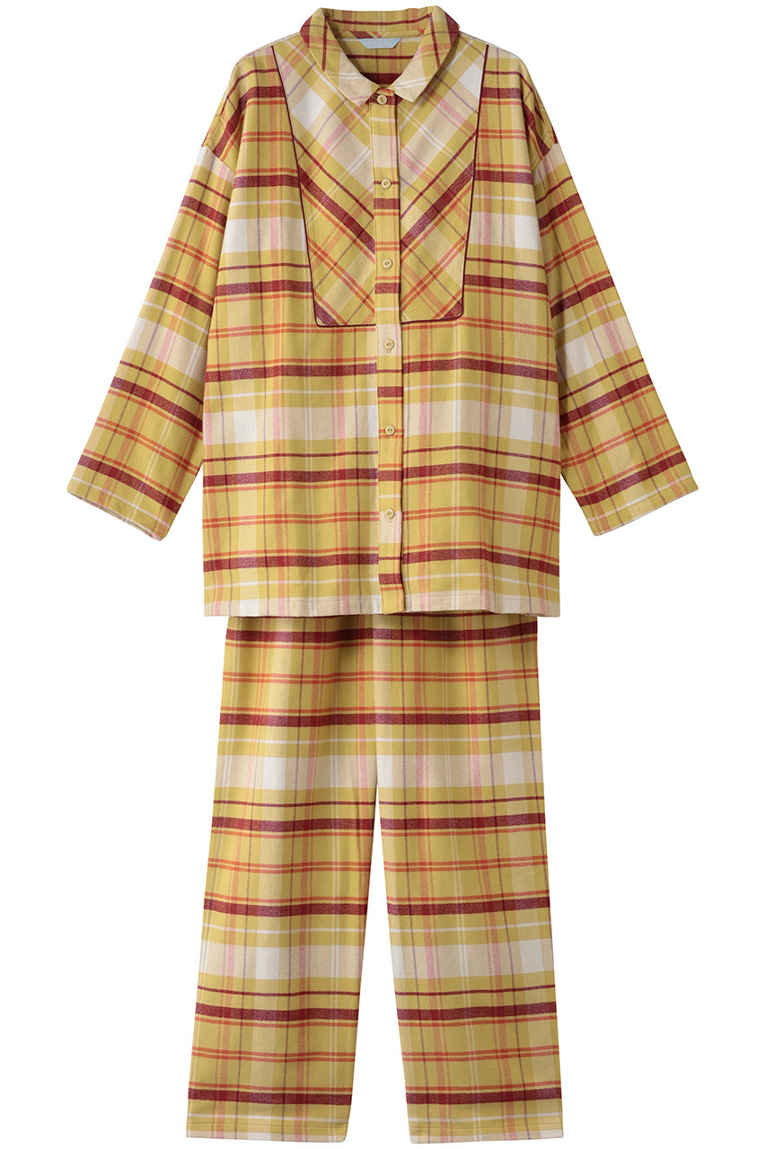 キッドブルー/KID BLUEの25ネルチェックパジャマ(イエロー/KNCK544)