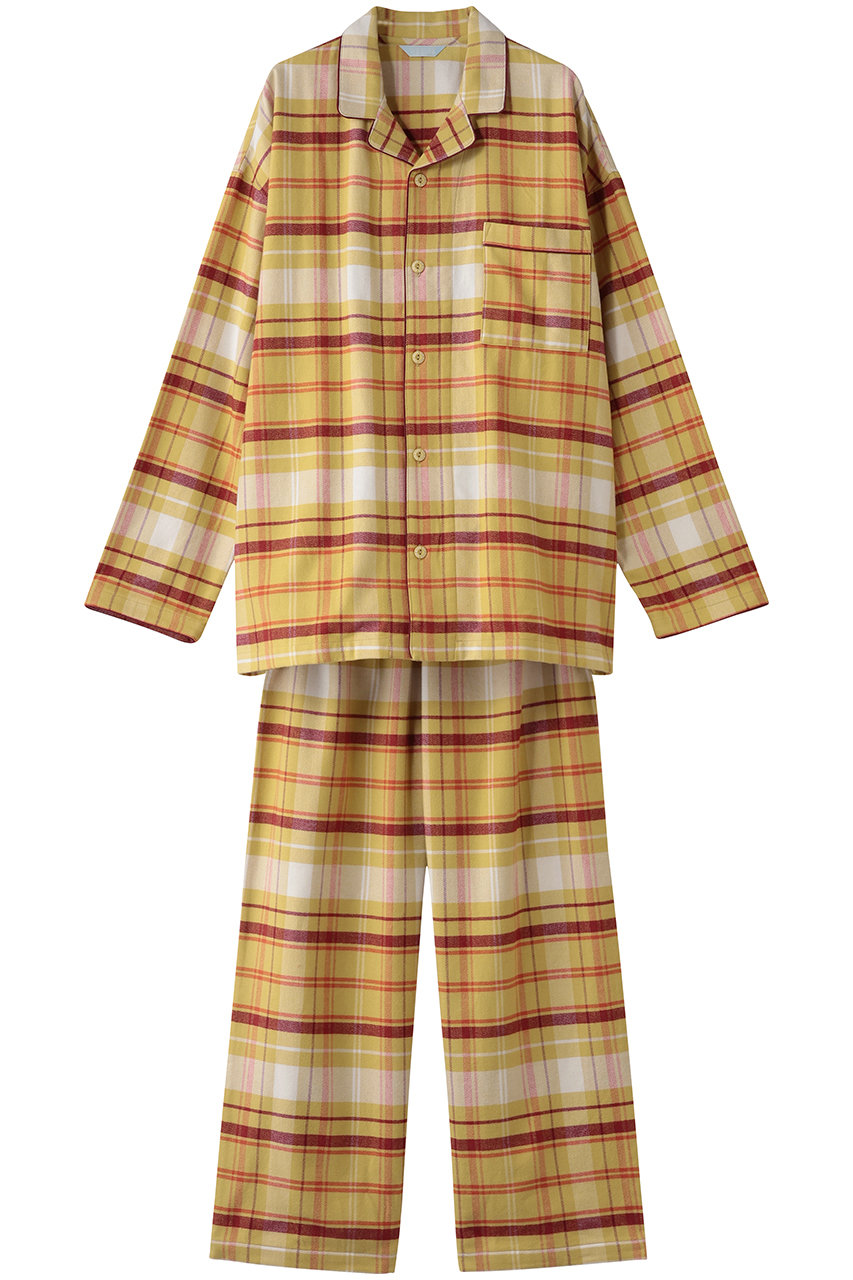 キッドブルー/KID BLUEの25ネルチェックパジャマ(イエロー/KUCK544)