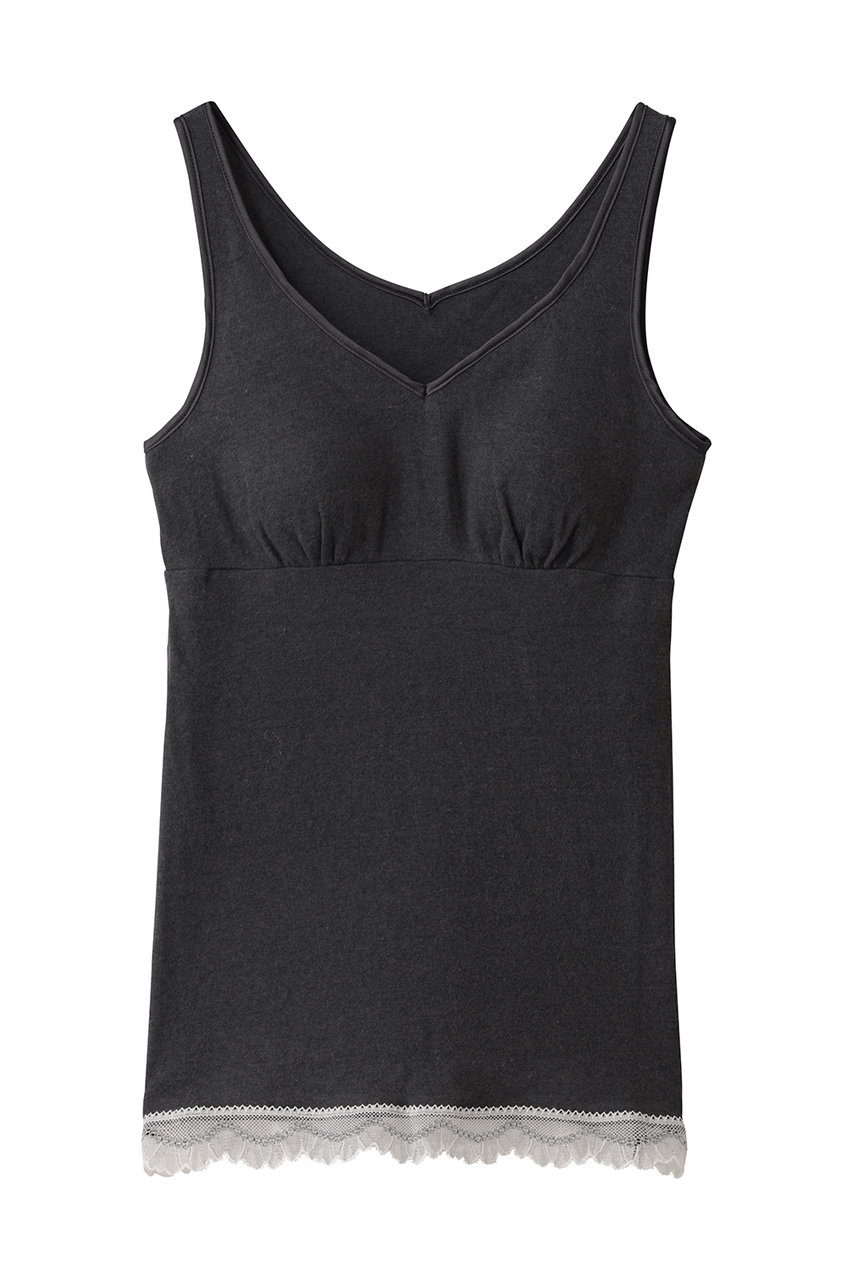 キッドブルー/KID BLUEの25起毛ココウールカップ付キャミ(チャコール/KICB148)