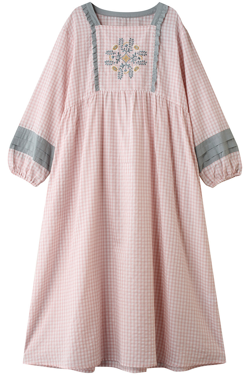 キッドブルー/KID BLUEの26ギンガムフラワーエンブナイティ(ピンク/KNDL527)