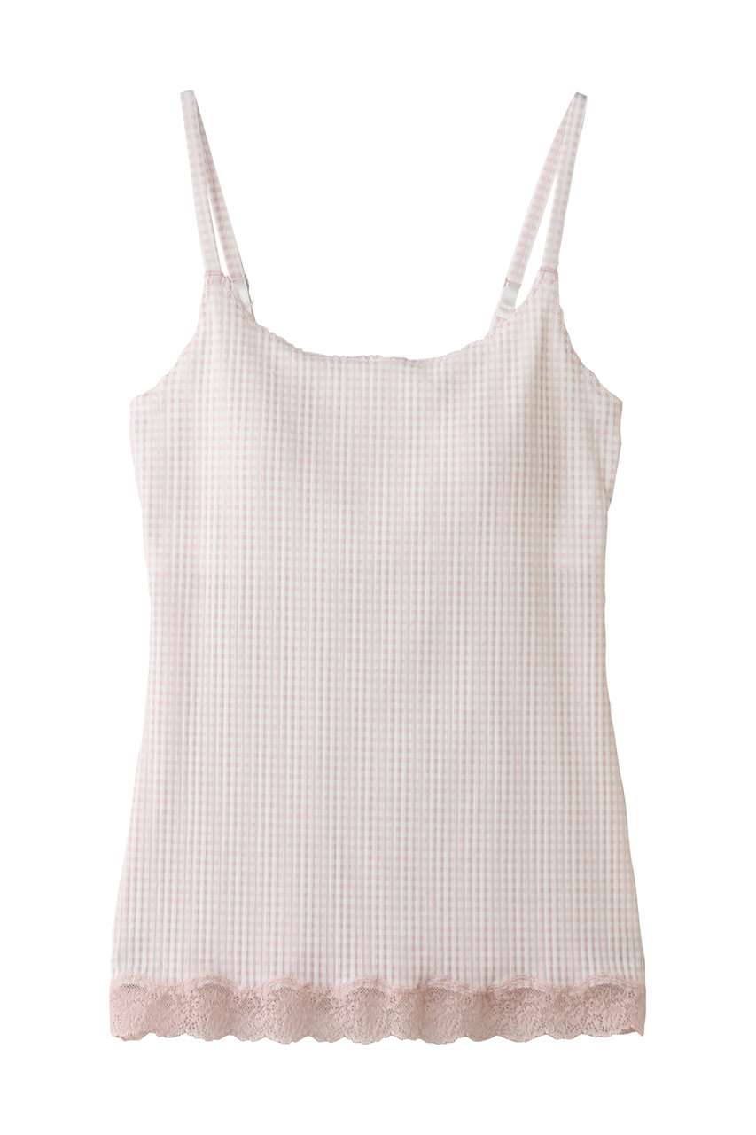 キッドブルー/KID BLUEの26ギンガムシアーチェックカップ付キャミ(ピンク/KIDB126)