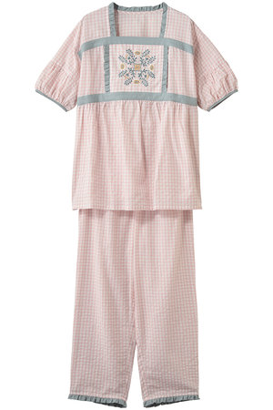 キッドブルー/KID BLUEの26ギンガムフラワーエンブパジャマ(111000/111001)