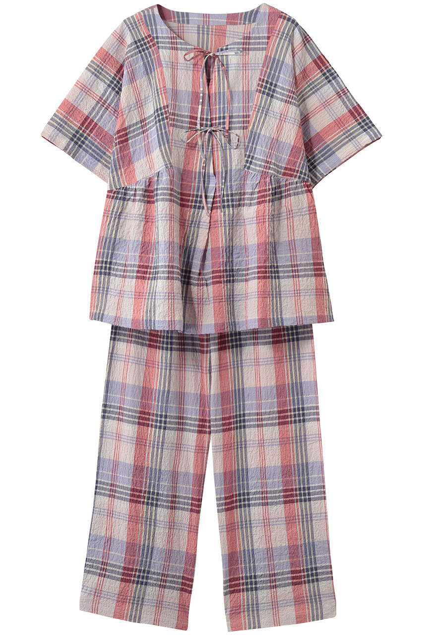 キッドブルー/KID BLUEの26シャーリングチェックパジャマ(レッド/KNDK342)