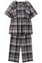 26シャーリングチェックパジャマ キッドブルー/KID BLUE ブラック