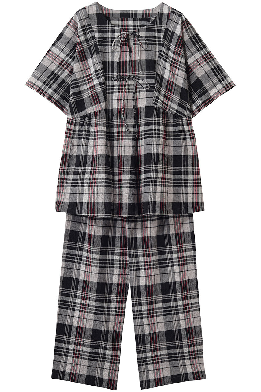 キッドブルー/KID BLUEの26シャーリングチェックパジャマ(ブラック/KNDK342)