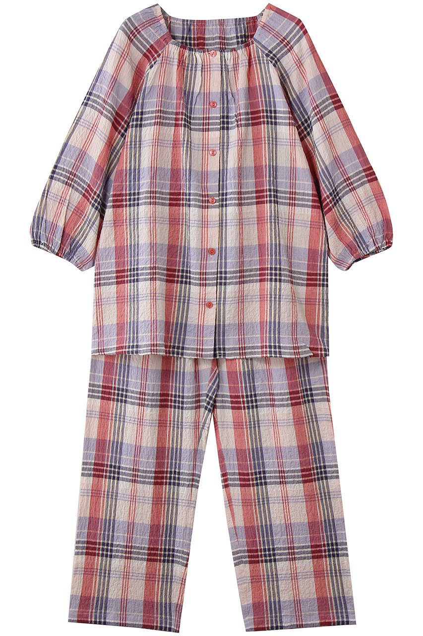 キッドブルー/KID BLUEの26シャーリングチェックパジャマ(レッド/KNDK542)