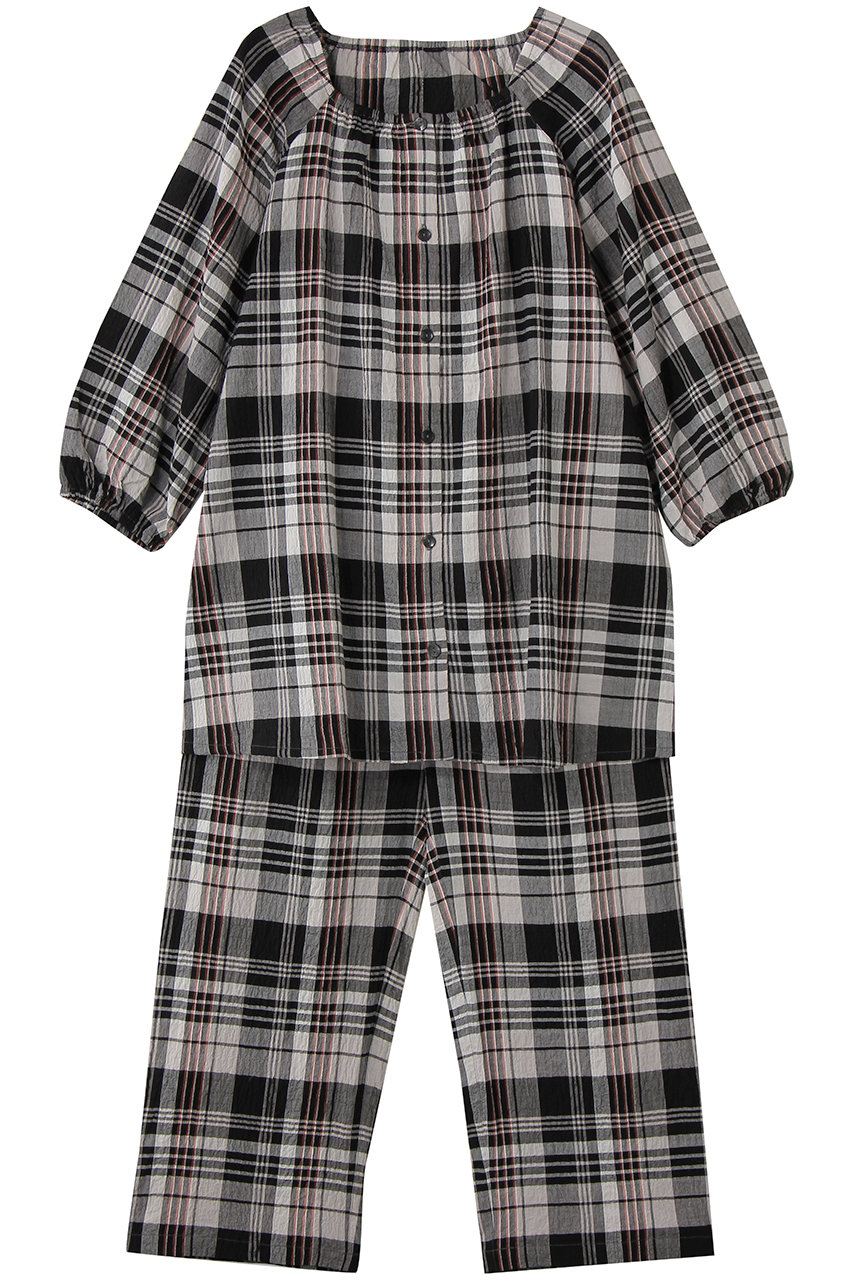 キッドブルー/KID BLUEの26シャーリングチェックパジャマ(ブラック/KNDK542)