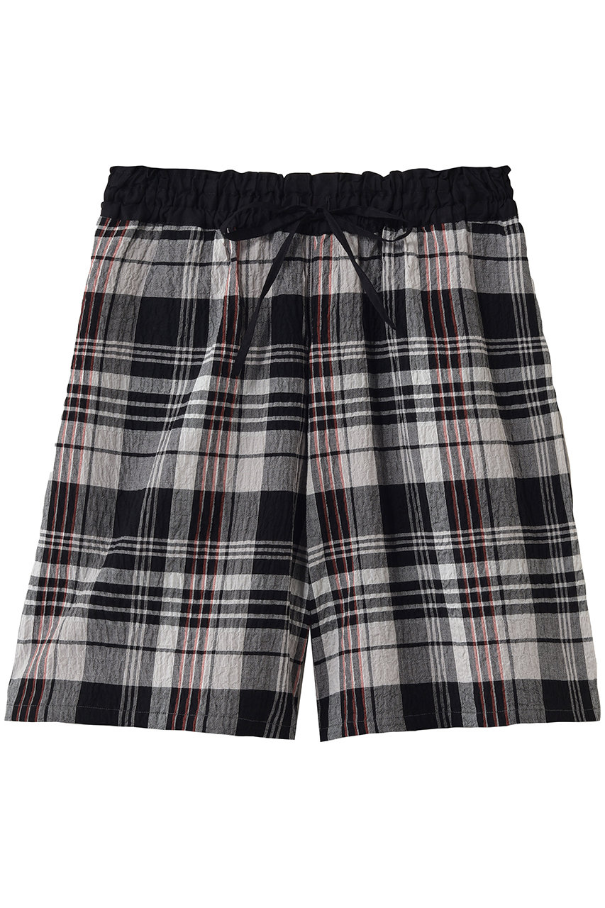 キッドブルー/KID BLUEの26シャーリングチェックボトム(ブラック/KRDP342)