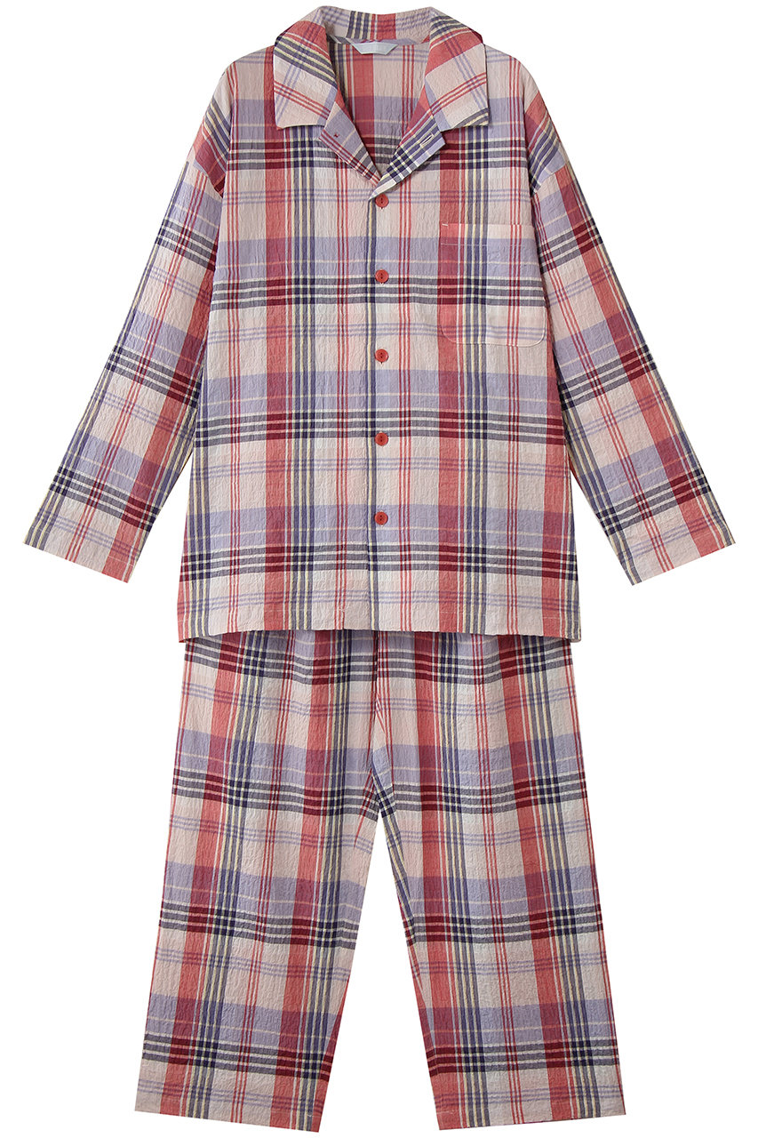 キッドブルー/KID BLUEの26シャーリングチェックパジャマ(レッド/KUDK542)