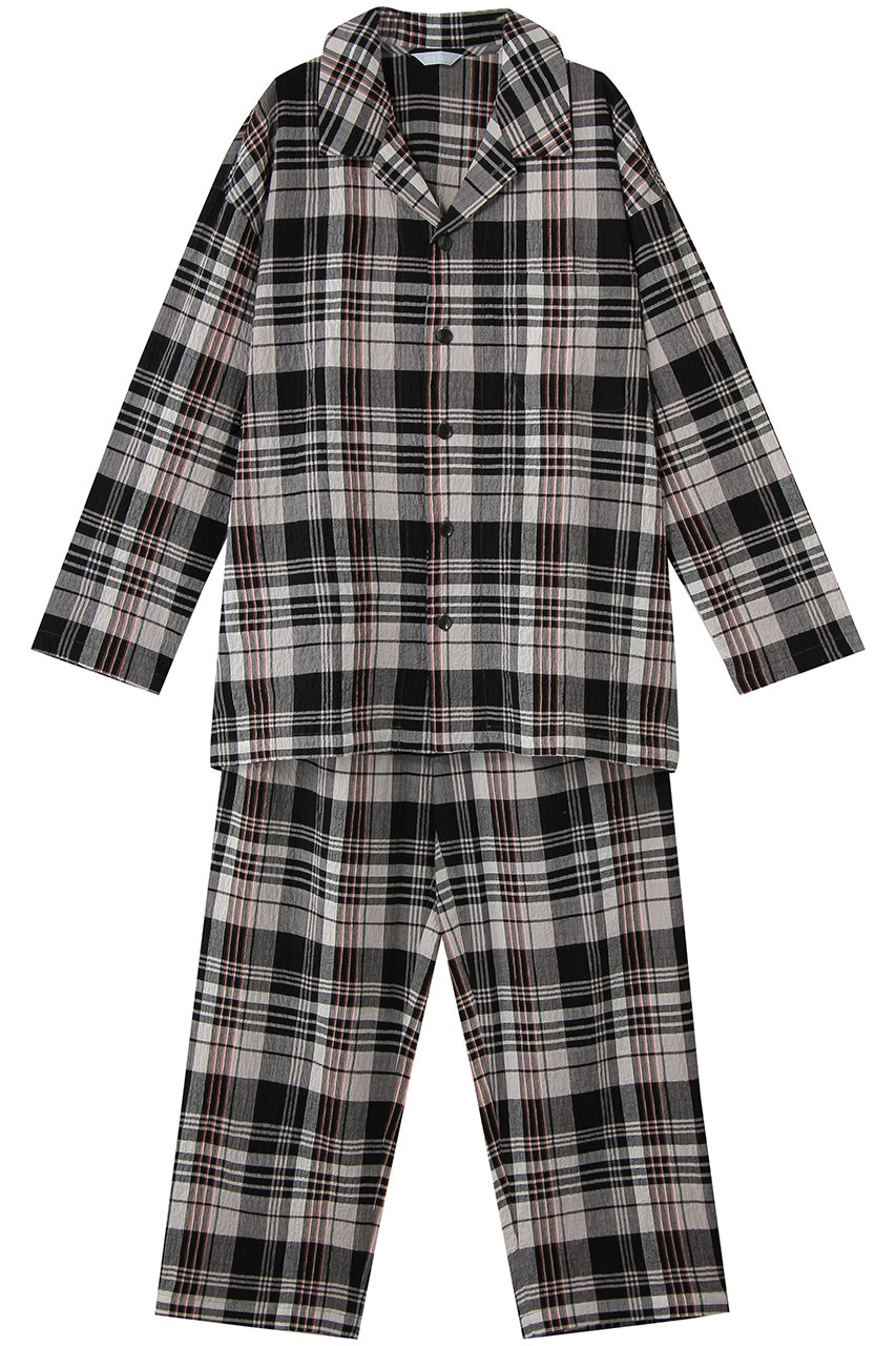 キッドブルー/KID BLUEの26シャーリングチェックパジャマ(ブラック/KUDK542)