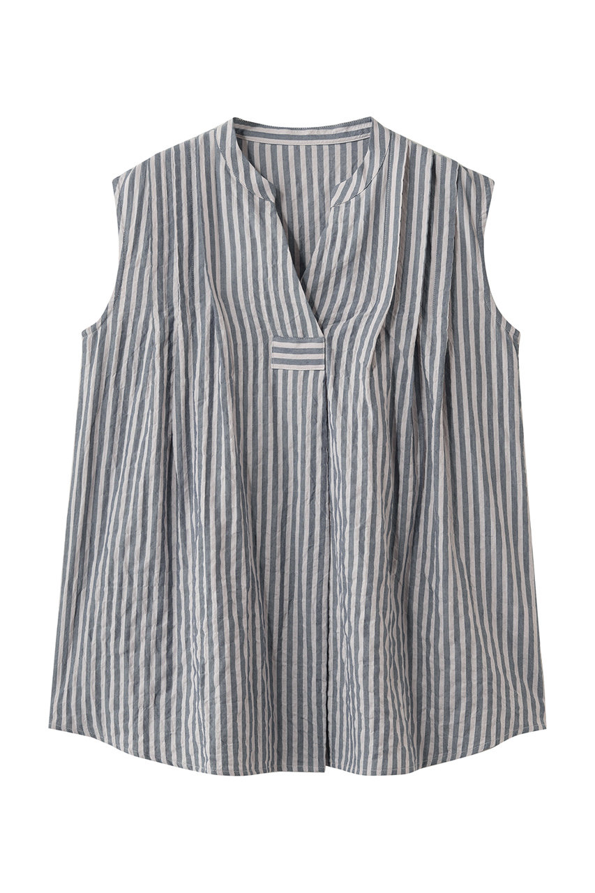 キッドブルー/KID BLUEのシャーリングシャンブレーツイルトップス(アイボリー/KODN147)