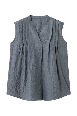 キッドブルー/KID BLUEのシャーリングシャンブレーツイルトップス