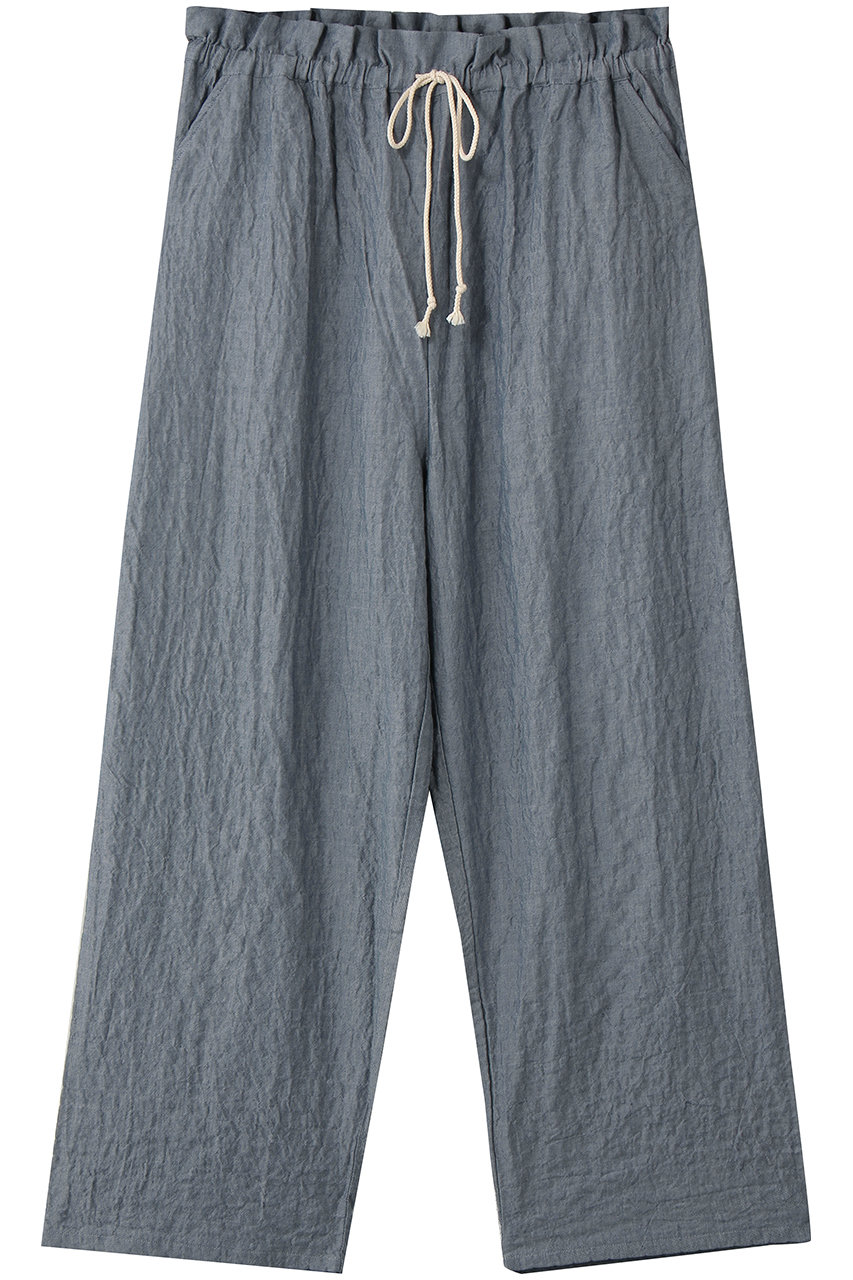 キッドブルー/KID BLUEのシャーリングシャンブレーツイルボトム(ネイビー/KODP547)