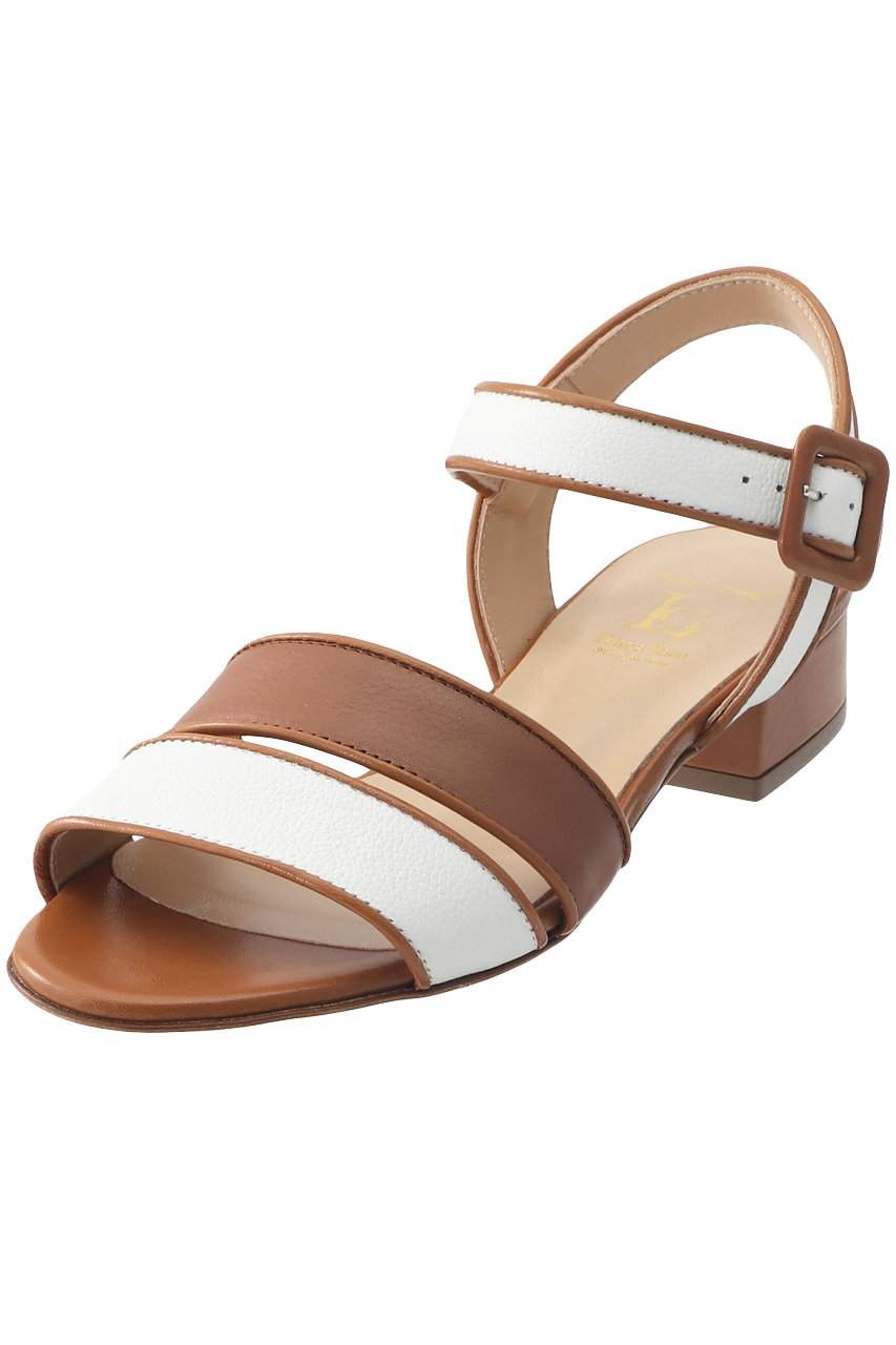 Lucagrossi ルカ グロッシ ローヒールバックストラップサンダル ホワイト ブラウン の通販 Elleshop エル ショップ