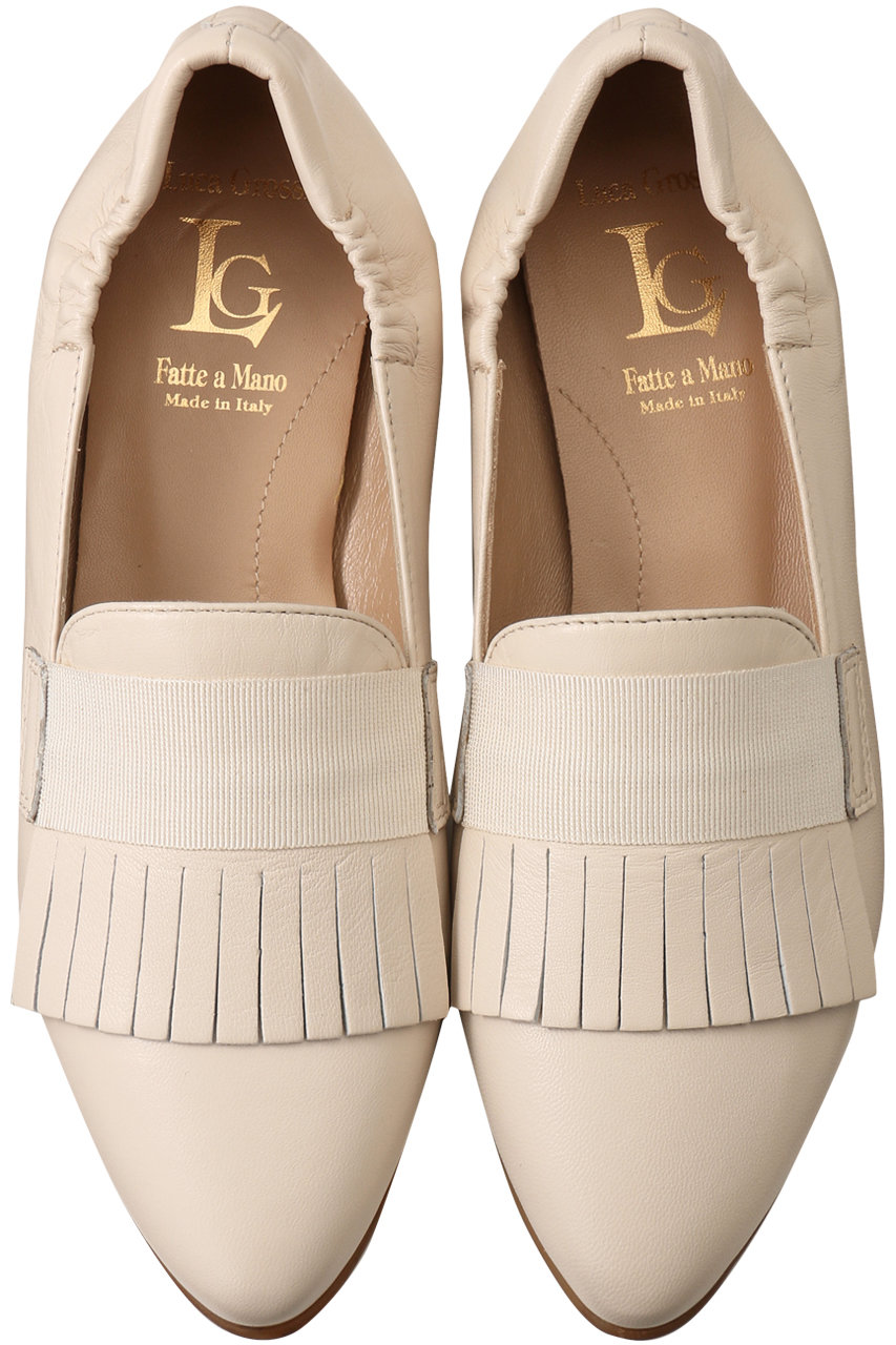 LucaGrossi ポインテッドキルトフラットパンプス (アイボリー, 37.5(24.2cm)) ルカ グロッシ ELLE SHOP