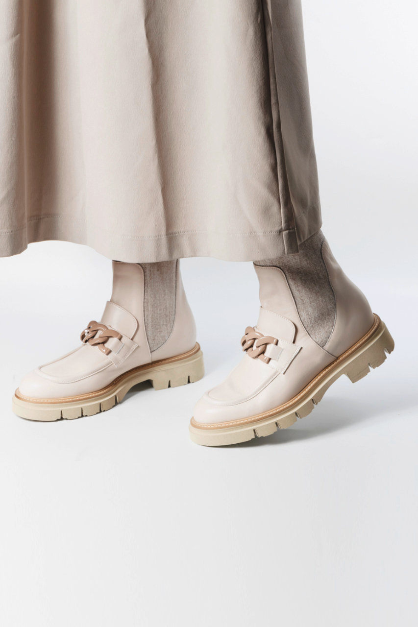 LucaGrossi(ルカ グロッシ)｜厚底チェーンショートブーツ/アイボリー