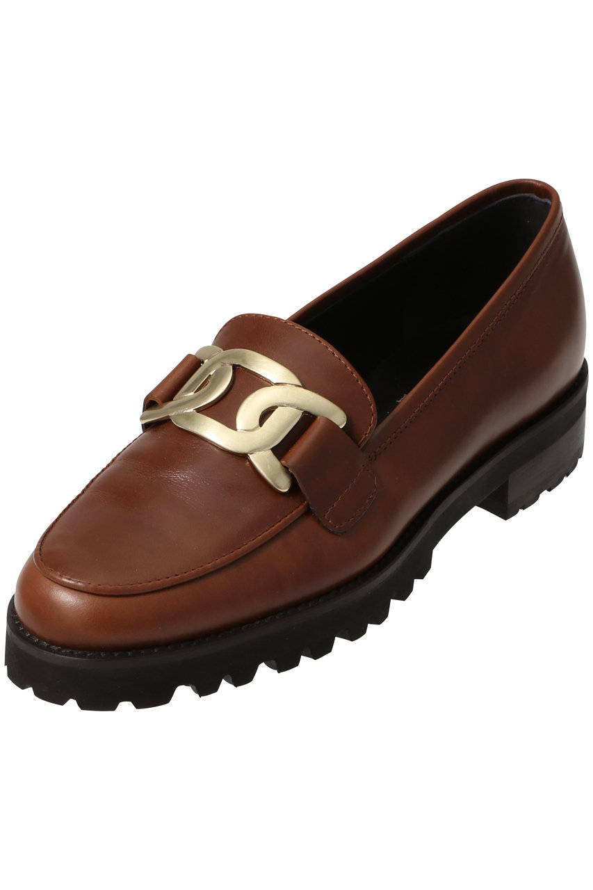 【Luca Grossi】ワントーンチェーンローファー　ブラウン　37 エナメル Luca Grossi】ワントーンチェーンローファー ブラウン 37