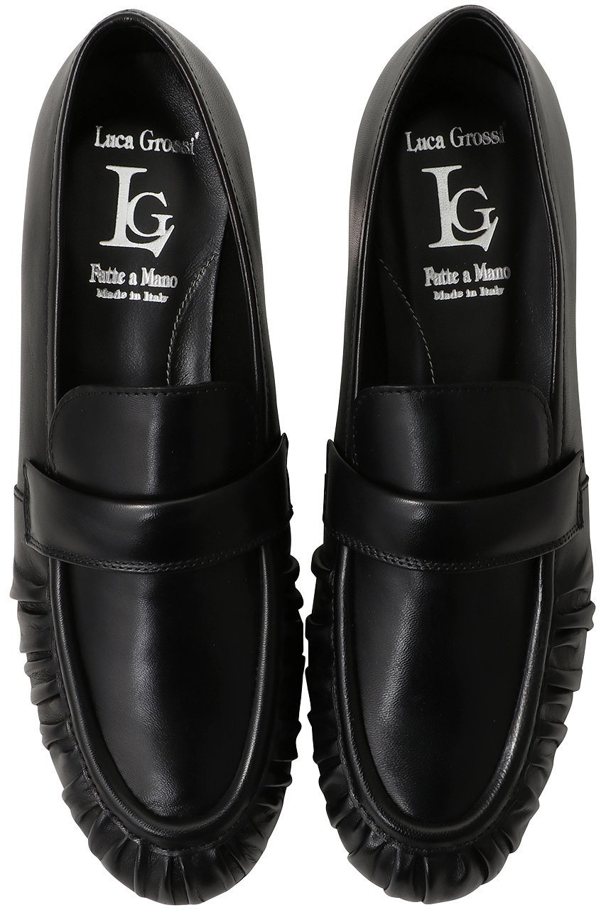 LucaGrossi ギャザーフラットローファー (ブラック, 39(約25-25.5cm)) ルカ グロッシ ELLE SHOP LucaGrossi ギャザーフラットローファー (ブラック, 39(約25-25.5cm)) ルカ グロッシ ELLE SHOP