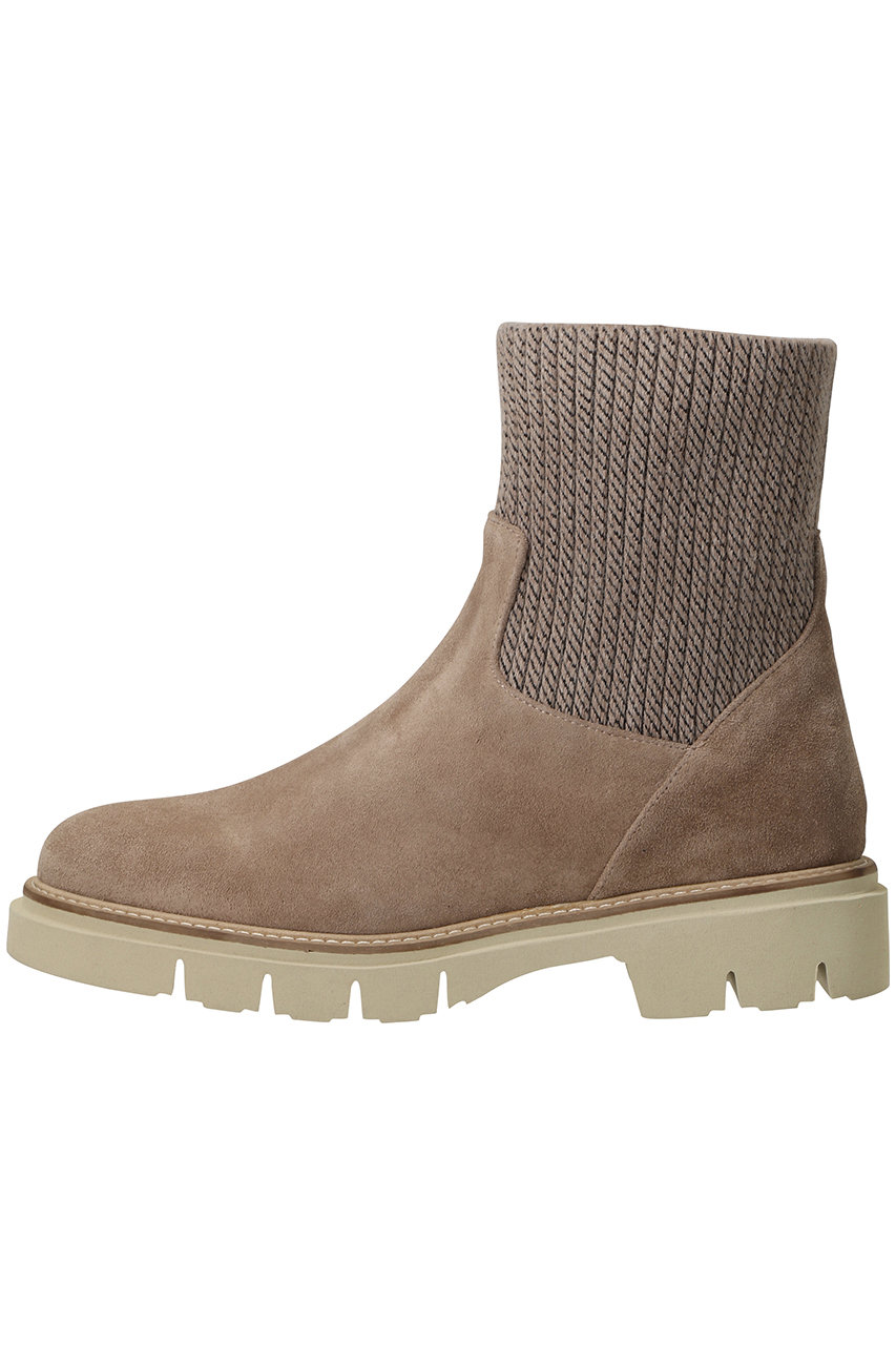 LucaGrossi リブニットショートブーツ (ベージュ, 39(約24.5-25cm)) ルカ グロッシ ELLE SHOP