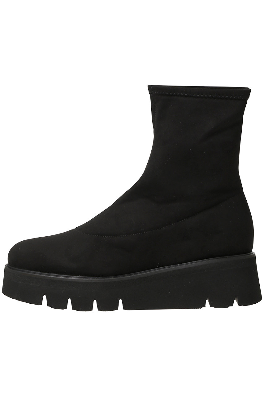 LucaGrossi 厚底ストレッチショートブーツ (ブラック, 37(約23.5-24cm)) ルカ グロッシ ELLE SHOP LucaGrossi 厚底ストレッチショートブーツ (ブラック, 37(約23.5-24cm)) ルカ グロッシ ELLE SHOP