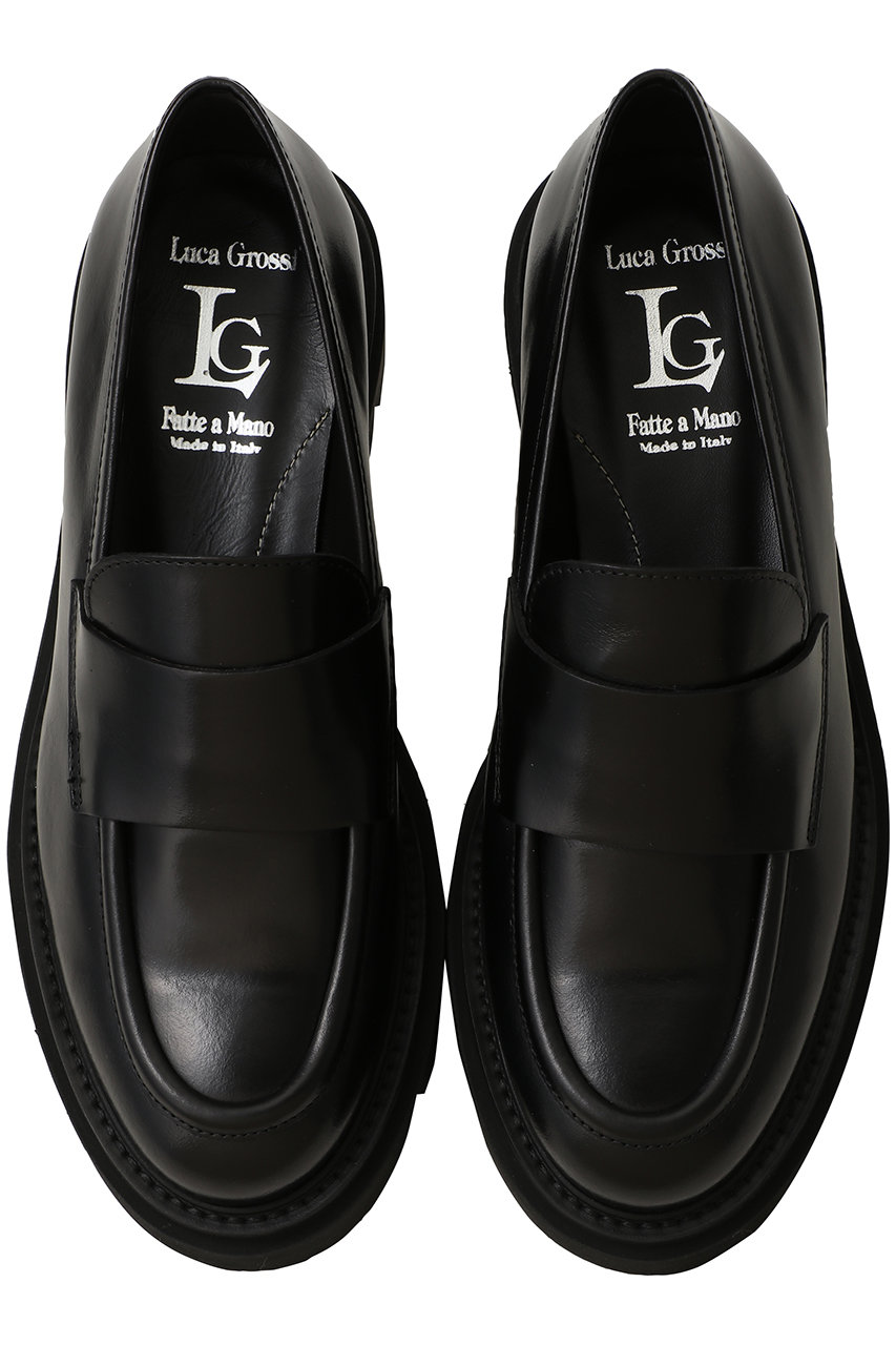 LucaGrossi(ルカ グロッシ)｜厚底サドルローファー/ブラックスムース