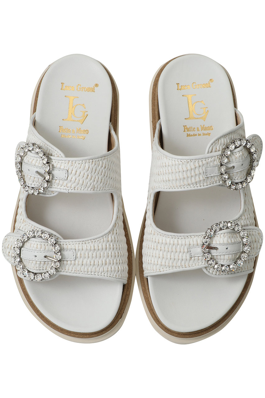 ルカ グロッシ/LucaGrossiの【ELLE SHOP別注】ビジューバックル ダブルベルトサンダル(ホワイト/LUCA L116S-XSE)